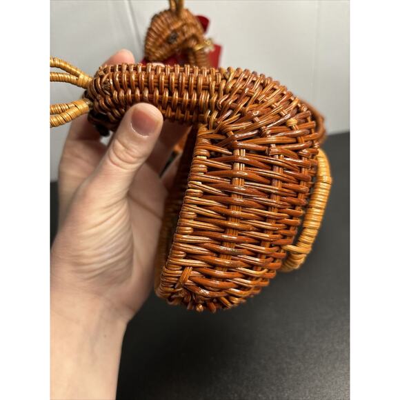 Vintage Nesting Deer Baskets Brown Wicker Reindeer Rattan Planter Weave Woven - Picture 9 of 16